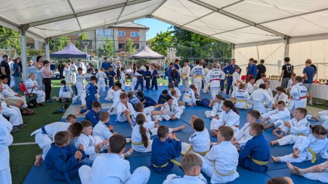 Judokas de l'AJSS lors du tournoi international de Vladeni en Roumanie - Echange Roumanie Judo